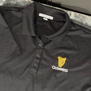 Port Authority Guinness Short Sleeve Polo Shirt Womens Size L - Black, Gold Logo